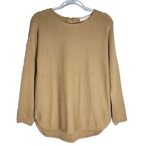 Michael Kors Tan Ribbed Long Sleeve Sweater Zip Back Women's Medium
